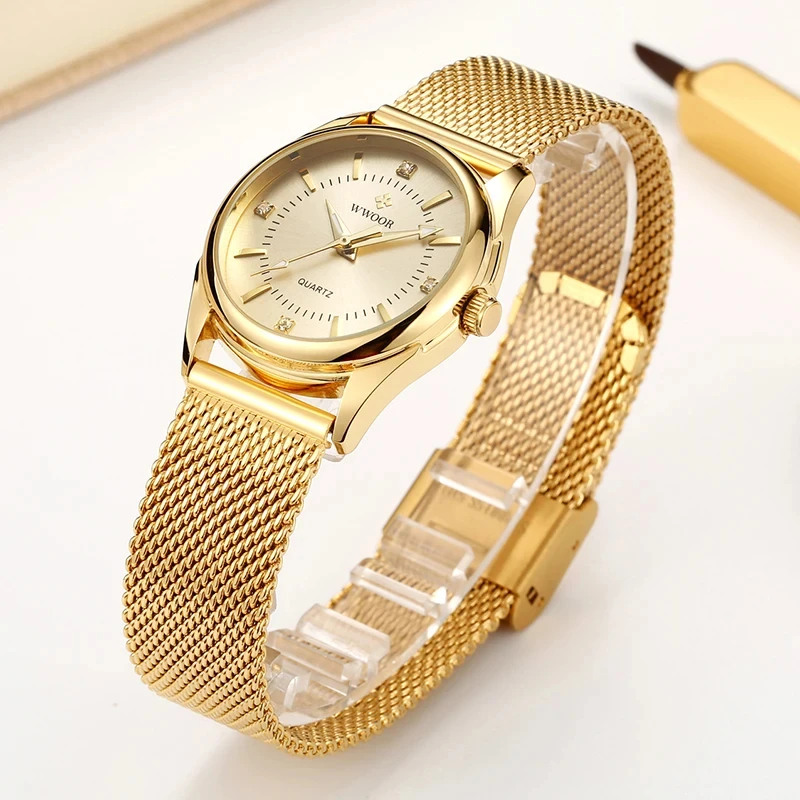Mesh Stainless Strap - WWOOR Lüks Marka Elbise Altın İzle