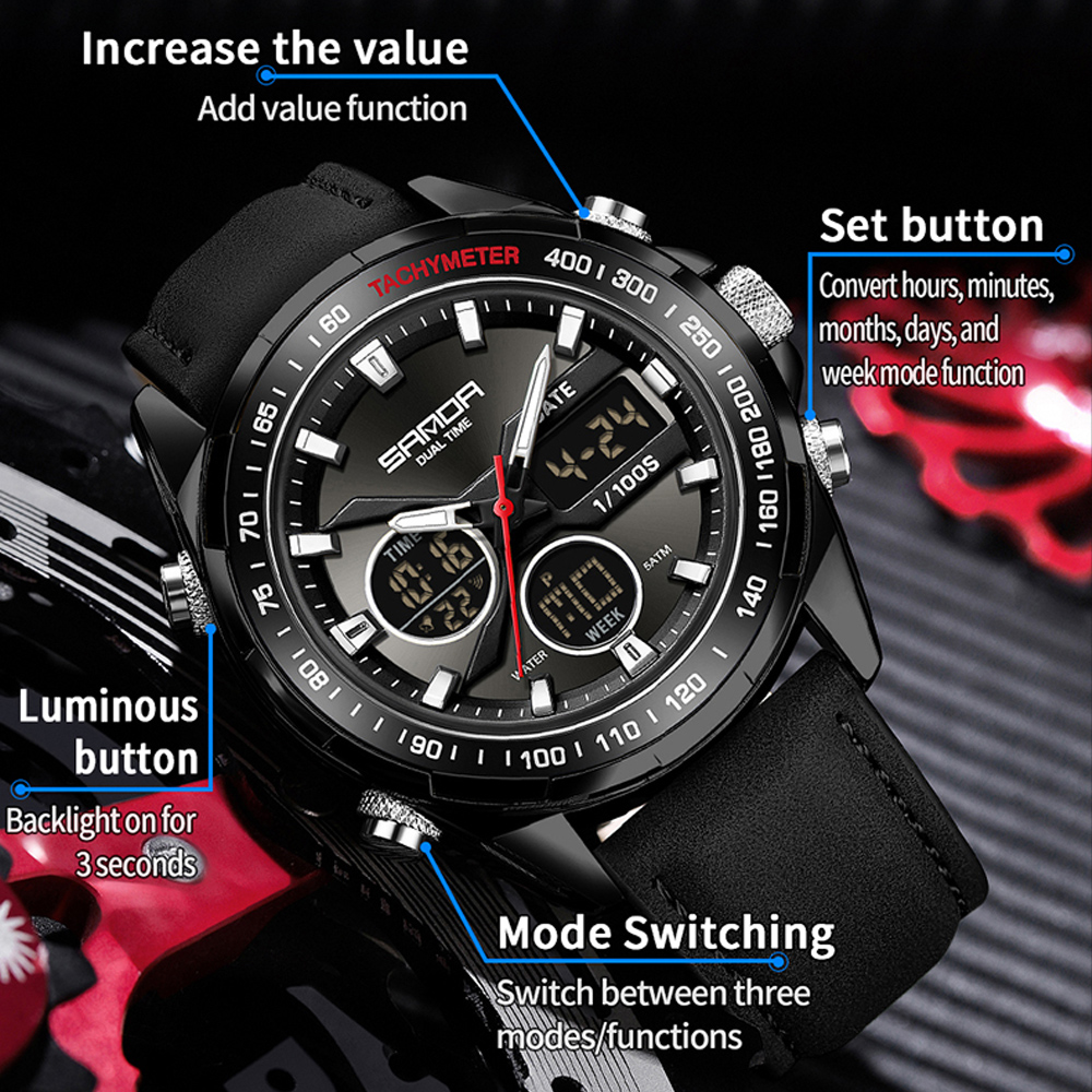 SANDA Lüks Kronograf Erkekler  - Smartwatch Digital Watches For Men incelemesi ve fiyatı