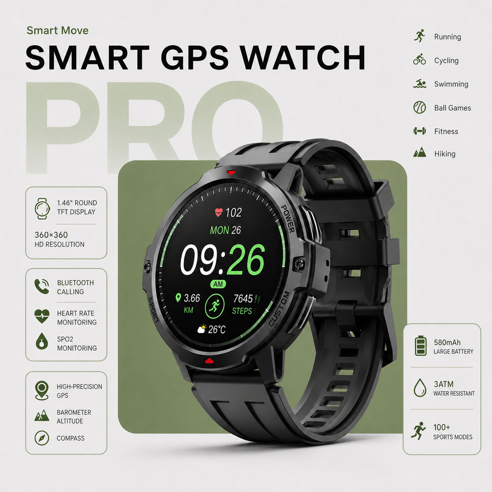 YENI 1.46 Inç Askeri GPS Smart - Smartwatch Timex Watches For Women incelemesi ve fiyatı